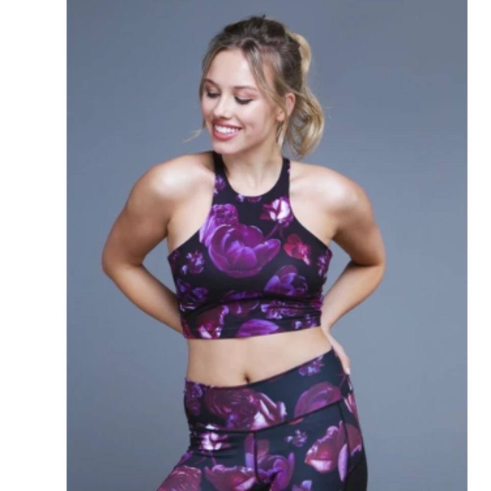 Popflex Active Curious Crop Top Dark Bloom